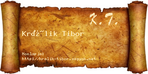 Králik Tibor névjegykártya