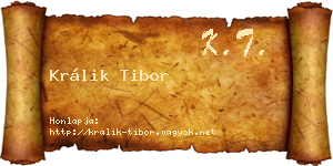 Králik Tibor névjegykártya